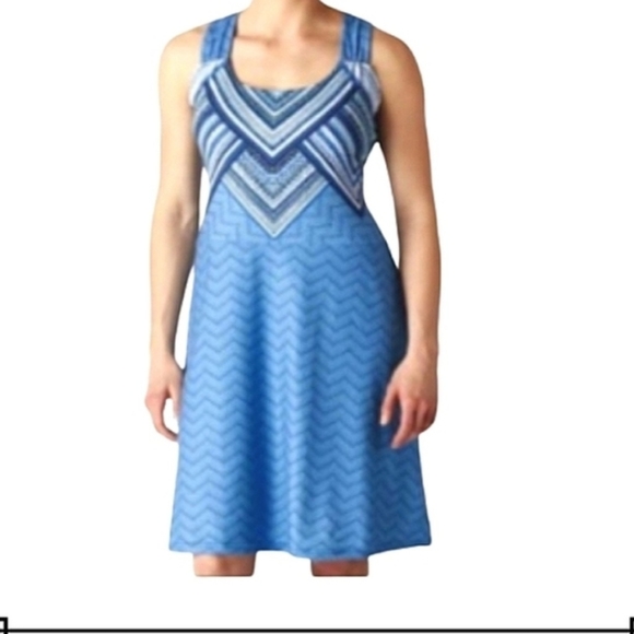 Prana Dresses & Skirts - Prana Phoebe Womens Tank Dress Built In Bra Blue Sleeveless Stretch Dress